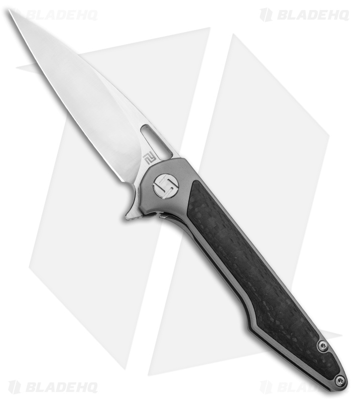 Artisan Cutlery Small Archaeo Frame Lock Flipper Knife Gray Ti/CF (3" Satin)