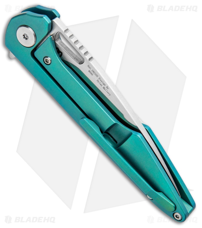 Artisan Cutlery Small Archaeo Frame Lock Flipper Knife Green Ti/CF (3" Satin)