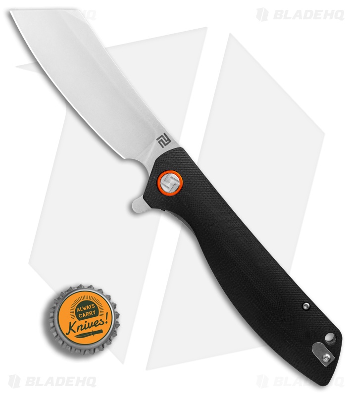 Artisan Cutlery Tomahawk Liner Lock Knife Smooth Black G-10 (3.8" Stonewash)