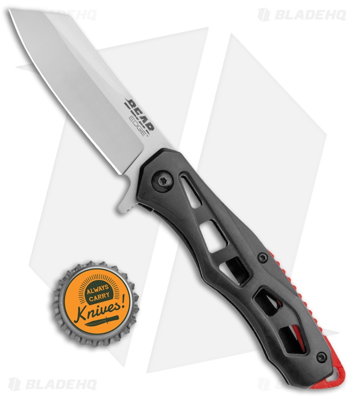 Bear Edge 122 Flipper Frame Lock Knife Black Stainless Steel (3" Bead Blast)