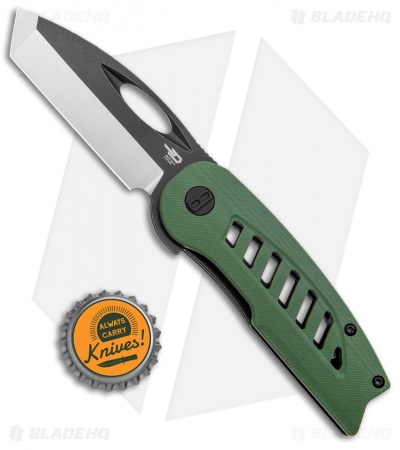 Bestech Knives Explorer Tanto Flipper Liner Lock Knife Green G-10 (3" Satin SW)