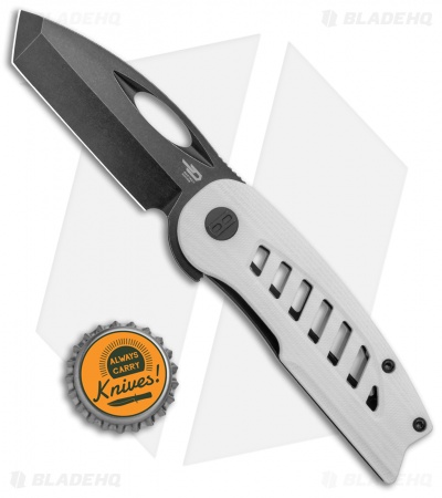 Bestech Knives Explorer Tanto Flipper Liner Lock Knife White G-10 (3" Black SW)