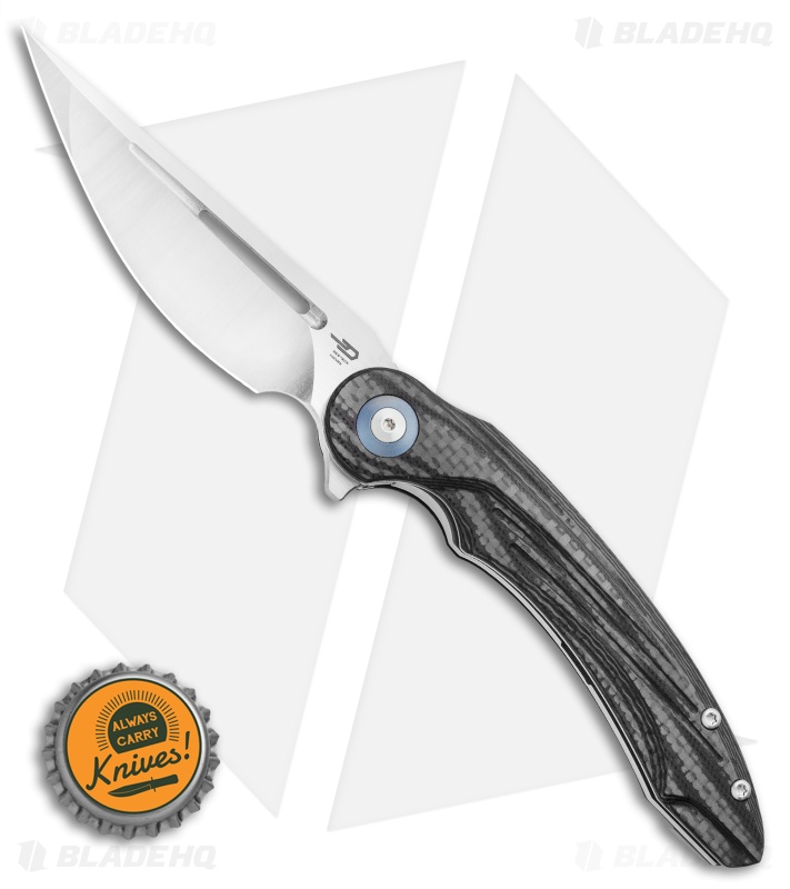 Bestech Knives Irida Liner Lock Knife Black G-10/CF (3.75" Satin) BG25D 