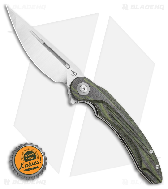 Bestech Knives Irida Liner Lock Knife Green G-10/CF (3.75" Satin) BG25F