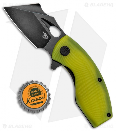 Bestech Knives Lizard Flipper Knife Lime G-10 (2.6" Black Stonewash)