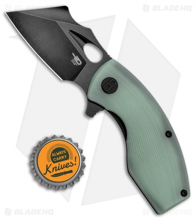 Bestech Knives Lizard Flipper Knife Natural Jade G-10 (2.6" Black Stonewash) 