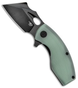 Bestech Knives Lizard Flipper Knife Natural Jade G-10 (2.6" Black Stonewash) 