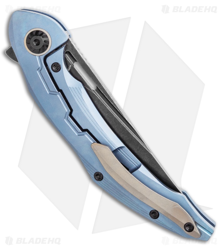 Bestech Knives Marukka Frame Lock Knife Blue Titanium (3.75" Black SW) BT2002B