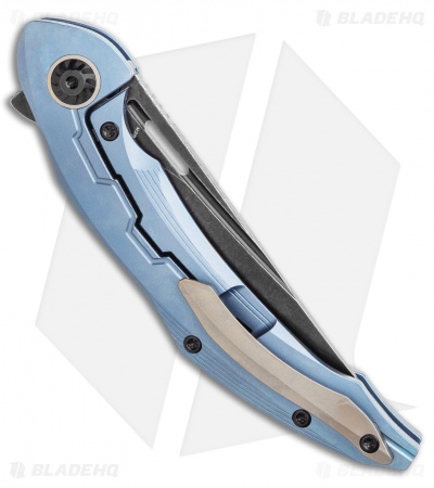 Bestech Knives Marukka Frame Lock Knife Blue Titanium (3.75" Black SW) BT2002B