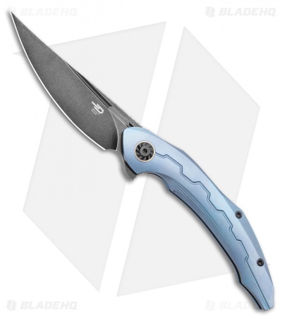Bestech Knives Marukka Frame Lock Knife Blue Titanium (3.75" Black SW) BT2002B