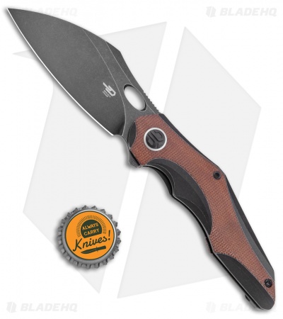 Bestech Nogard Frame Lock Knife Black Ti/Canvas Micarta (3.35" Black SW)