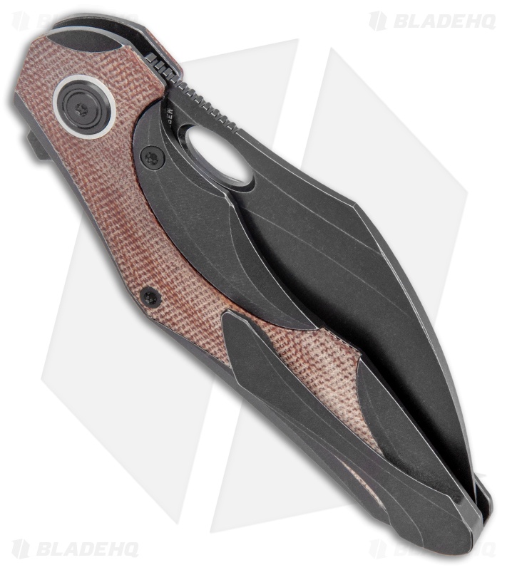 Bestech Nogard Frame Lock Knife Black Ti/Canvas Micarta (3.35" Black SW)