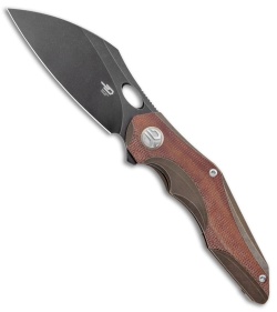 Bestech Nogard Frame Lock Knife Bronze Ti/Canvas Micarta (3.3" Black)  