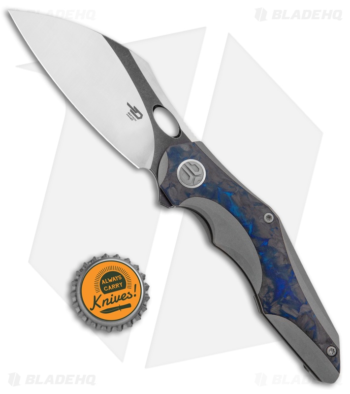 Bestech Knives Nogard Frame Lock Ti/Blue Marble CF (3.35