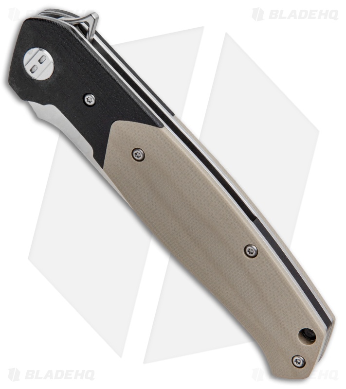 Bestech Knives Swordfish Liner Lock Knife Beige/Black G-10 (3.8" Satin)