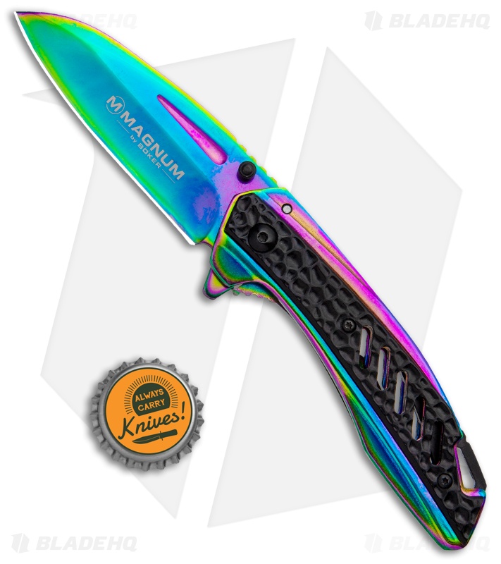 Boker Magnum Rainbow Charcoal Frame Lock Knife (3.125" Spectrum) 01RY313