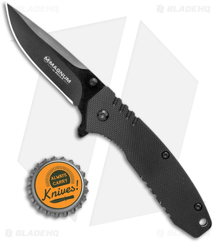 Boker Magnum Understatement Spring Assisted Knife Black G-10 (2.5" Black)