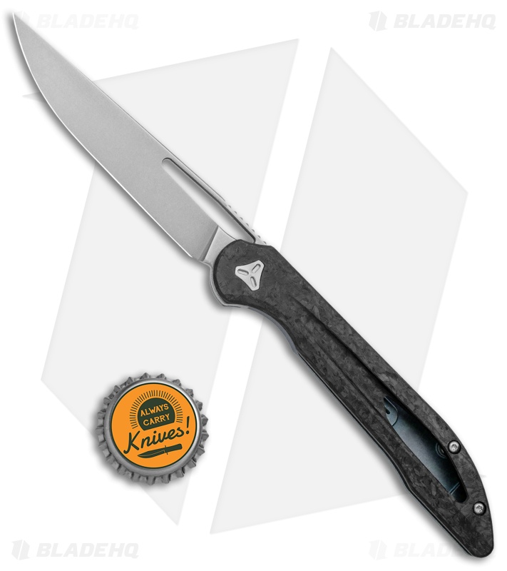 Boos Blades Smoke 2.0 Marble Carbon Frame Lock Knife Blue Ti (3.5" BB)