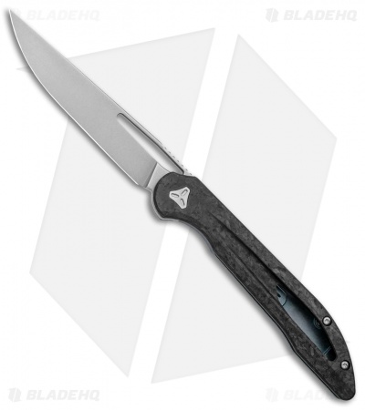 Boos Blades Smoke 2.0 Marble Carbon Frame Lock Knife Blue Ti (3.5" BB)