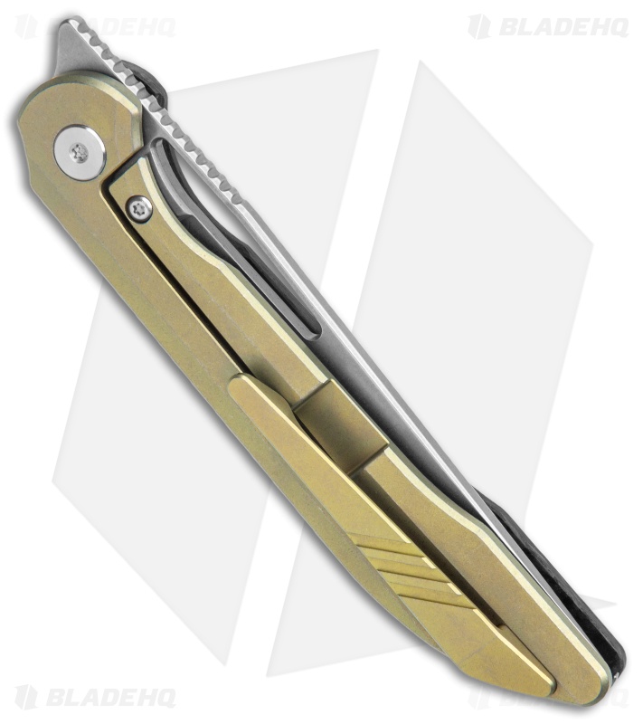 Boos Blades Smoke 2.0 Marble Carbon Fiber Frame Lock Knife Bronze Ti (3.5" BB)