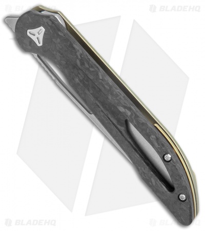 Boos Blades Smoke 2.0 Marble Carbon Fiber Frame Lock Knife Bronze Ti (3.5" BB)