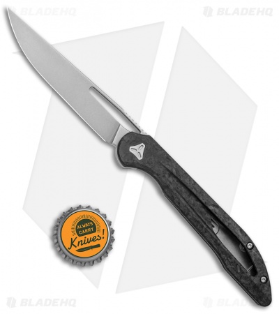 Boos Blades Smoke 2.0 Marble Carbon Fiber Frame Lock Knife Gray Ti   (3.5" BB)