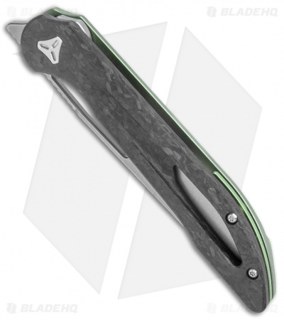 Boos Blades Smoke 2.0 Marble Carbon Fiber Frame Lock Knife Green Ti  (3.5" BB)