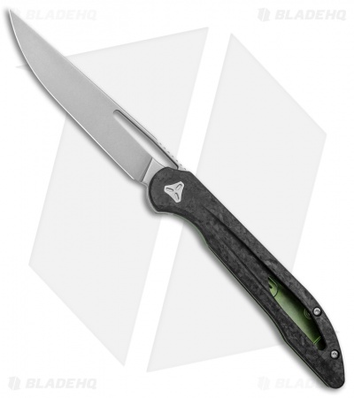 Boos Blades Smoke 2.0 Marble Carbon Fiber Frame Lock Knife Green Ti  (3.5" BB)