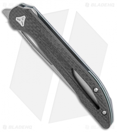 Boos Blades Smoke 2.0 Twill Carbon Fiber Frame Lock Knife Blue Ti (3.5" BB)