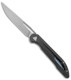 Boos Blades Smoke 2.0 Twill Carbon Fiber Frame Lock Knife Blue Ti (3.5" BB)