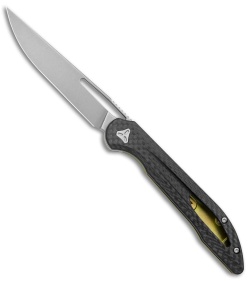 Boos Blades Smoke 2.0 Twill Carbon Fiber Frame Lock  Knife Bronze Ti (3.5" BB)