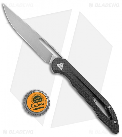 Boos Blades Smoke 2.0 Twill Carbon Fiber Frame Lock Knife Gray Ti (3.5" BB)