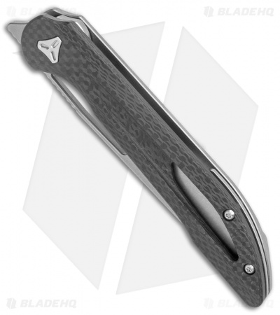 Boos Blades Smoke 2.0 Twill Carbon Fiber Frame Lock Knife Gray Ti (3.5" BB)