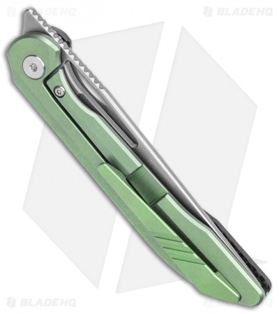 Boos Blades Smoke 2.0 Twill Carbon Fiber Frame Lock Knife Green Ti (3.5" BB)