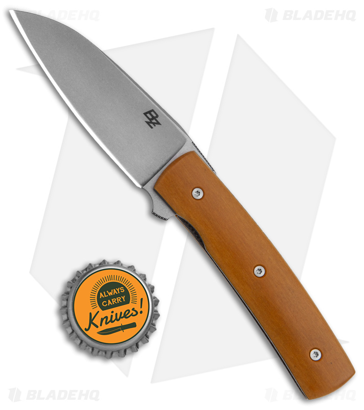 Brad Zinker Custom FR Liner Lock Flipper Knife Vintage Paper Micarta (2.8" SW)