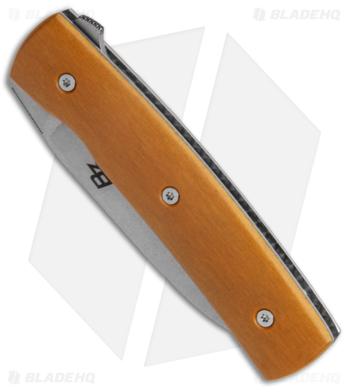 Brad Zinker Custom FR Liner Lock Flipper Knife Vintage Paper Micarta (2.8" SW)