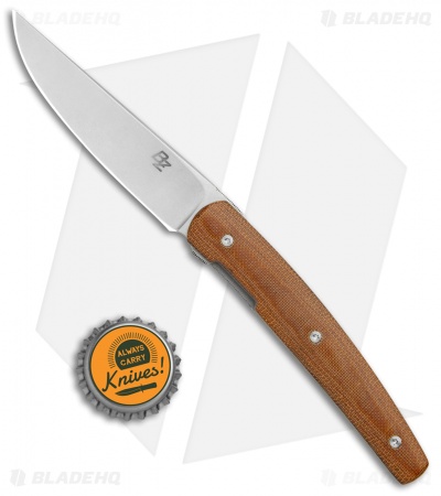 Brad Zinker Custom Swayfront Front Flipper Knife Natural Linen Micarta (3.8" SW)