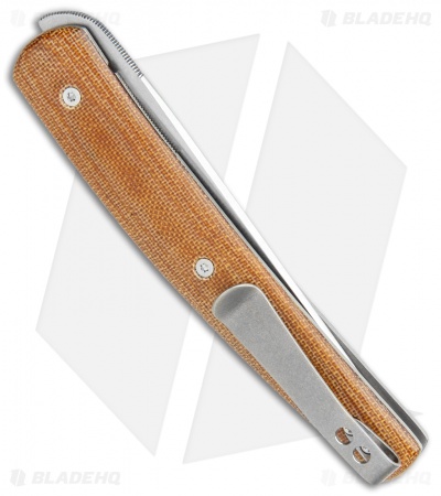 Brad Zinker Custom Swayfront Front Flipper Knife Natural Linen Micarta (3.8" SW)