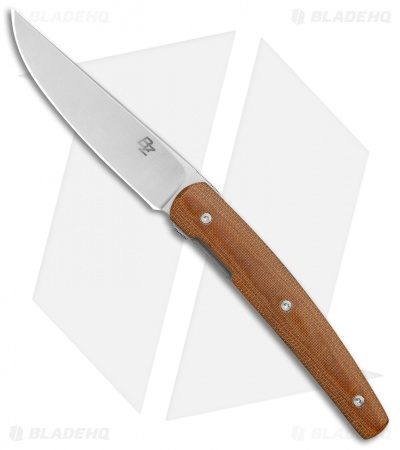Brad Zinker Custom Swayfront Front Flipper Knife Natural Linen Micarta (3.8" SW)