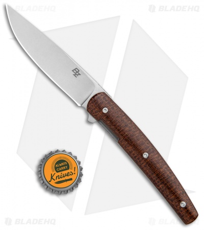 Brad Zinker Custom Swayfront Liner Lock Knife Natural Canvas Micarta (3.8" SW)