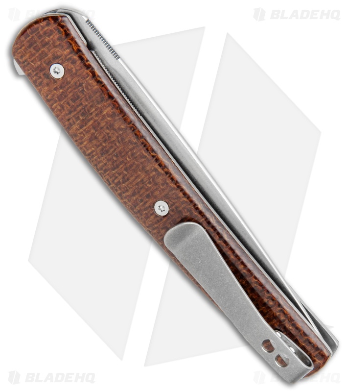 Brad Zinker Custom Swayfront Liner Lock Knife Natural Canvas Micarta (3.8" SW)