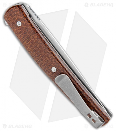 Brad Zinker Custom Swayfront Liner Lock Knife Natural Canvas Micarta (3.8" SW)