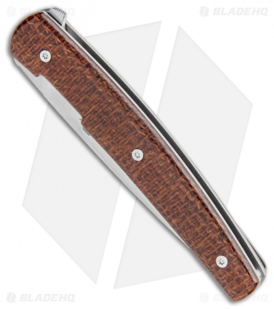 Brad Zinker Custom Swayfront Liner Lock Knife Natural Canvas Micarta (3.8" SW)