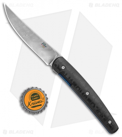 Brad Zinker Custom Swayfront Persian Front Flipper Knife Marble CF (3.8" Dama)