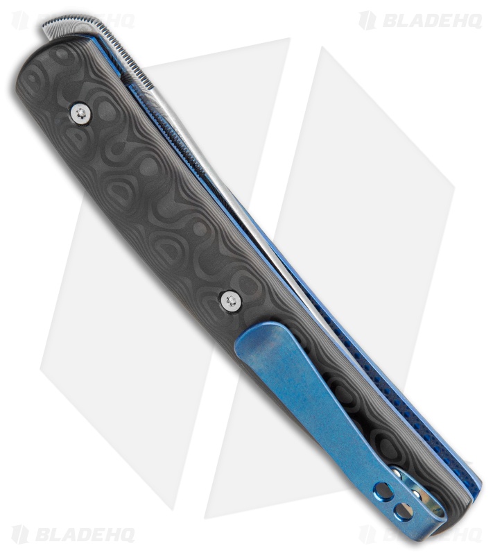 Brad Zinker Custom Swayfront Persian Front Flipper Knife Marble CF (3.8" Dama)