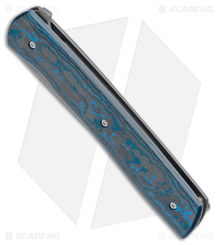 Brad Zinker Custom T Flipper LL Knife Blue Fat Carbon (3.75" SW/BB D2