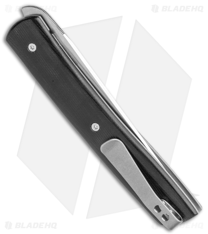 Brad Zinker Custom Urban Trapper Liner Lock Knife Black Canvas Micarta (3.8" SW)