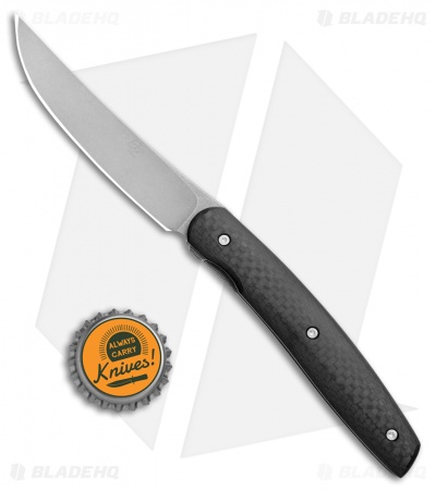 Brad Zinker Custom Persian Front Flipper Knife Carbon Fiber (3.8" Stonewash)