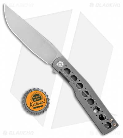 Brad Zinker Custom Urban Trapper Knife Bent Gunstock Titanium (3.625" Stonewash)