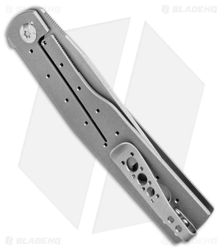 Brad Zinker Custom Urban Trapper Knife Bent Gunstock Titanium (3.625" Stonewash)